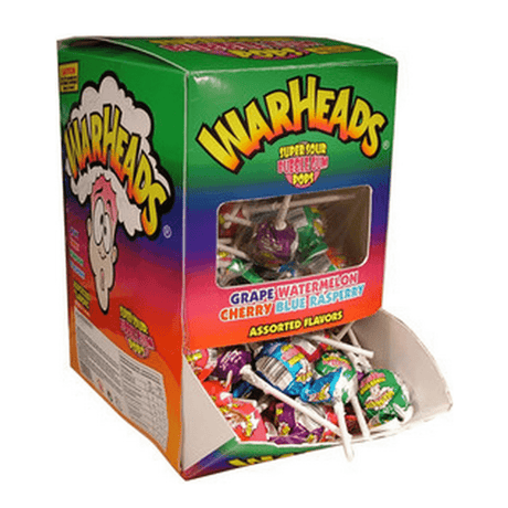 Warheads super sour bubblegum pops (100 stuks)