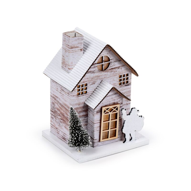 Weihnachtshaus-LED-Dekoration aus silberner Birke