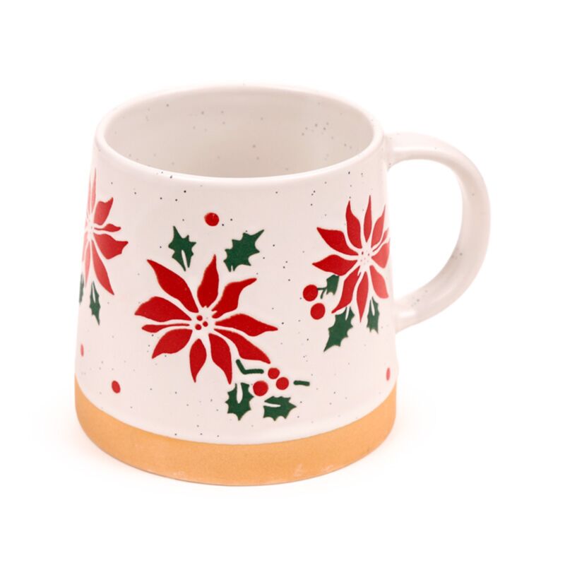 Konischer Becher aus Steingut mit Weihnachtssternpflanze