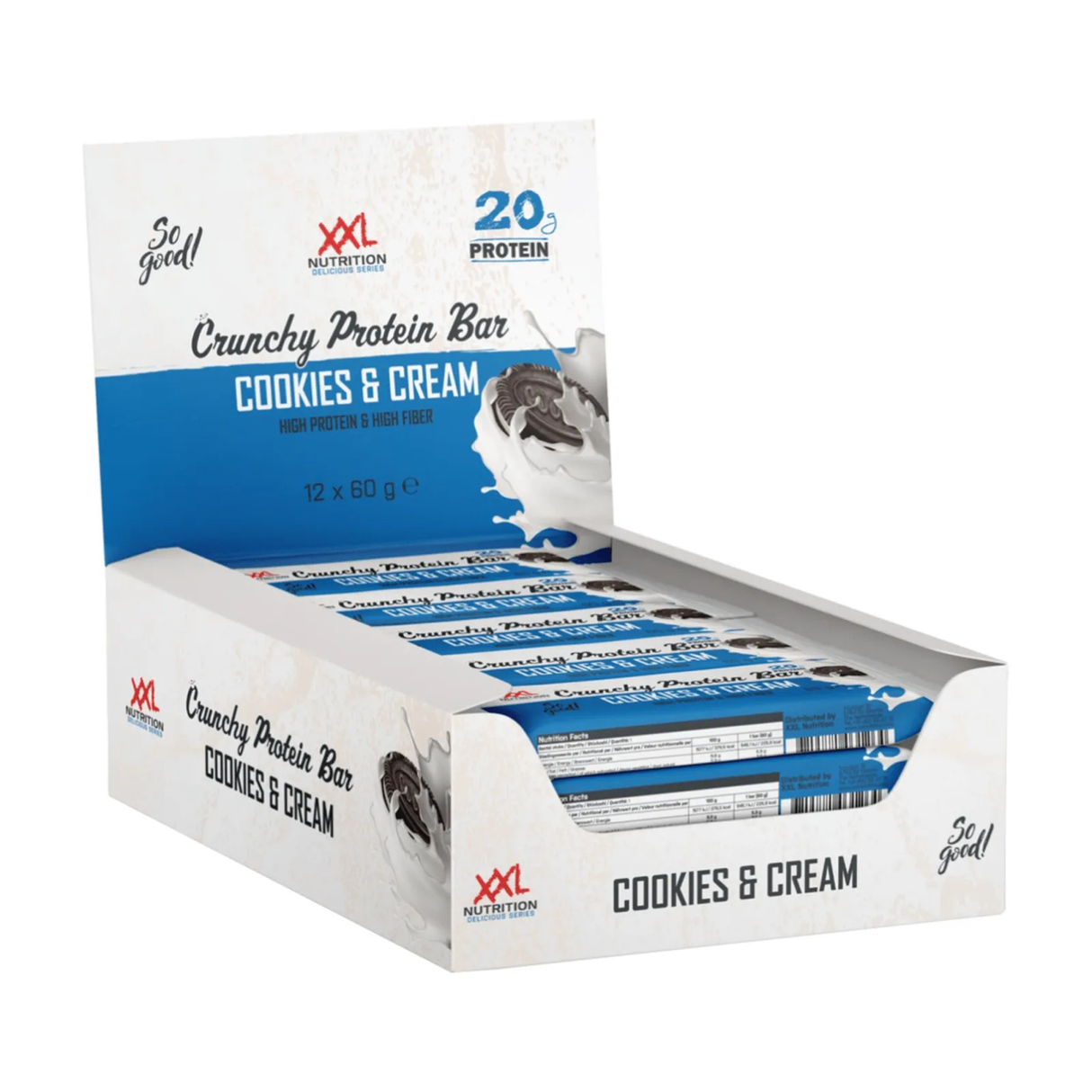 Xxl nutrition crunchy protein bar cookies cream (12x 60g)