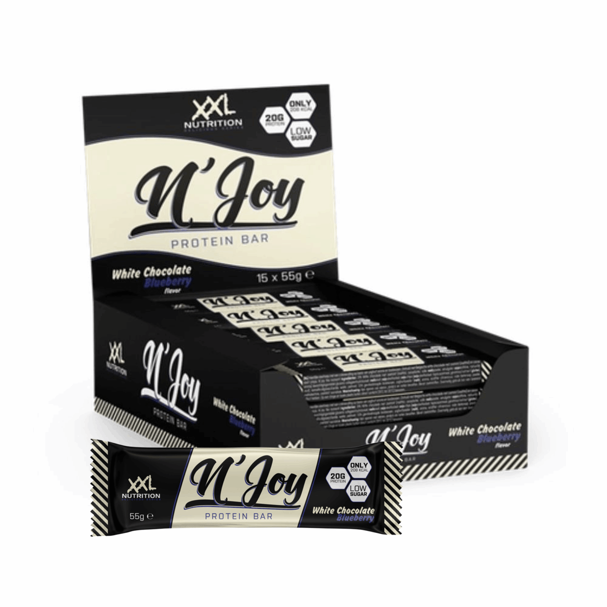 Xxl nutrition n'joy protein bar white chocolate blueberry (15x 55g)
