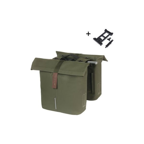 Basil Doppelte Fahrradtasche City Mik 28 - 32 Liter - Moosgrün