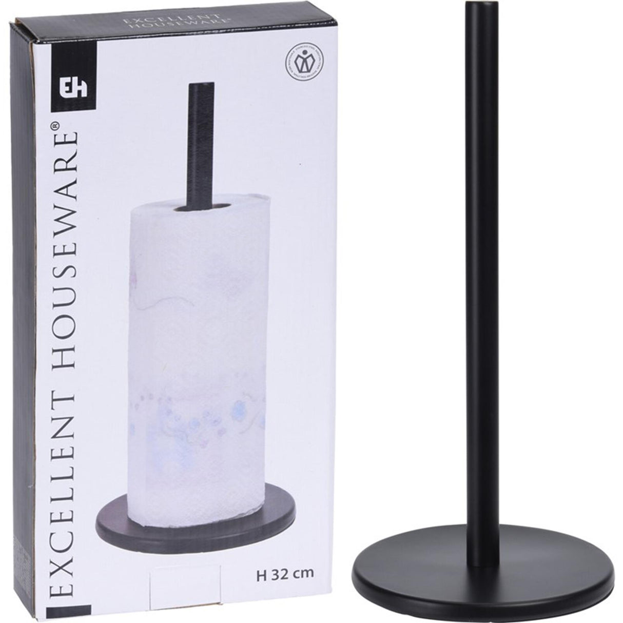 Excellent houseware keukenrolhouder 15x32cm zwart rvs