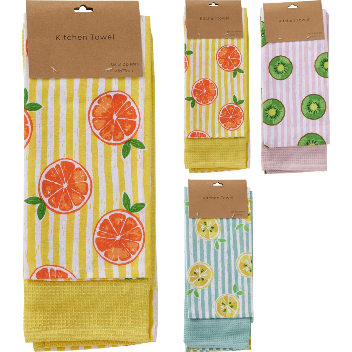 Home styling theedoek set van 2 stuks 3 assorti