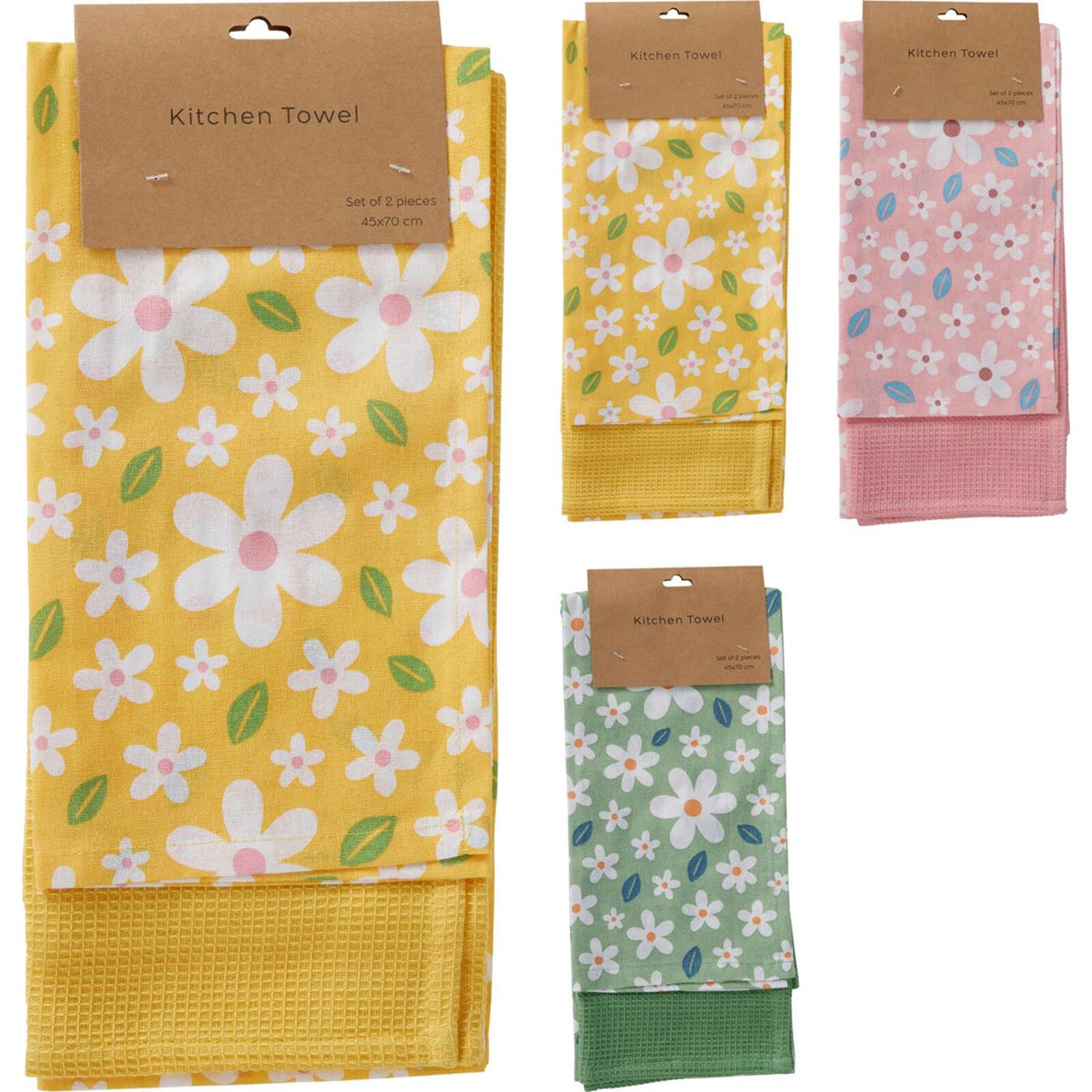 Home styling theedoeken set van 2 stuks 70x45cm 3 assorti