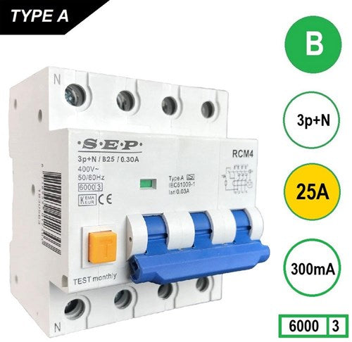 Enzo aardlekautomaat 25a b kar 300ma 4p sep - 4518140