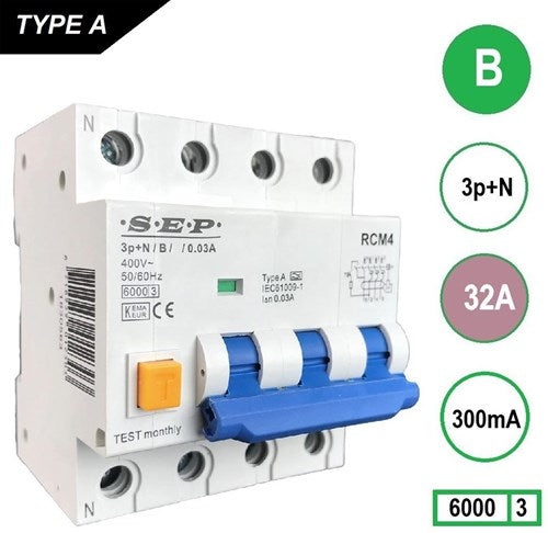 Enzo aardlekautomaat 32a b kar 300ma 4p sep - 4518142