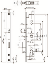 Abloy el260 Paniktürschloss | Signalisierung | selbsthemmend | dm40mm | pc92mm | Frontplatte Edelstahl 24x300mm rechteckig | dr 1+2+3+4 - 10013784