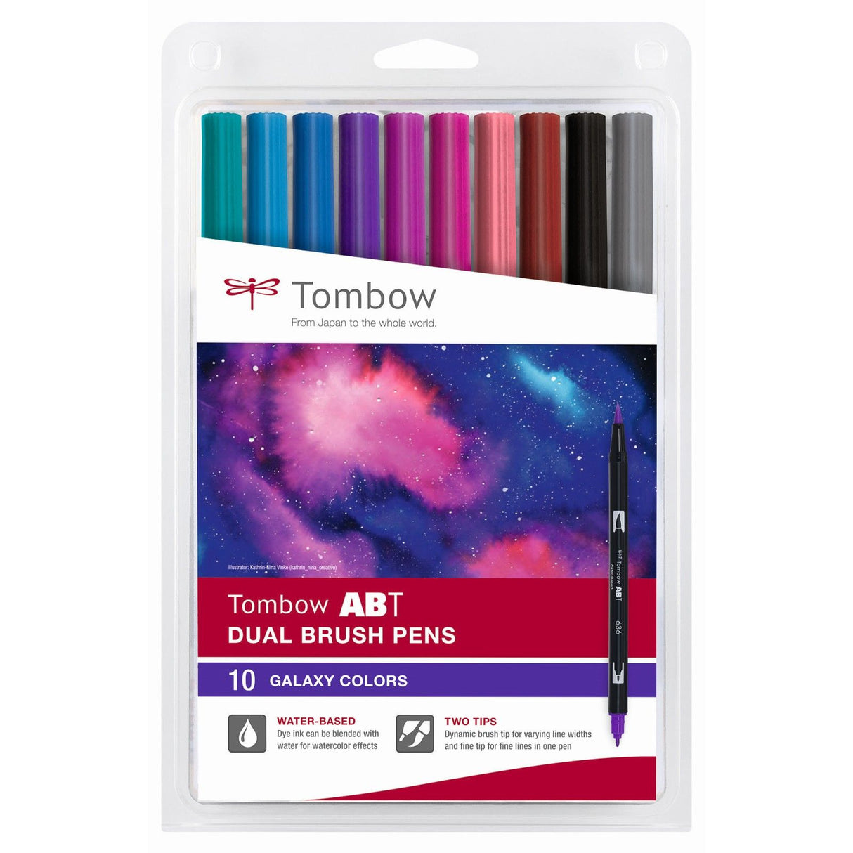 Tombow • Pinselstift und Dual-Pinselstift, 10 Galaxienfarben