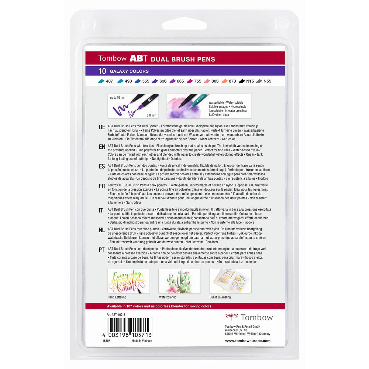 Tombow • Pinselstift und Dual-Pinselstift, 10 Galaxienfarben