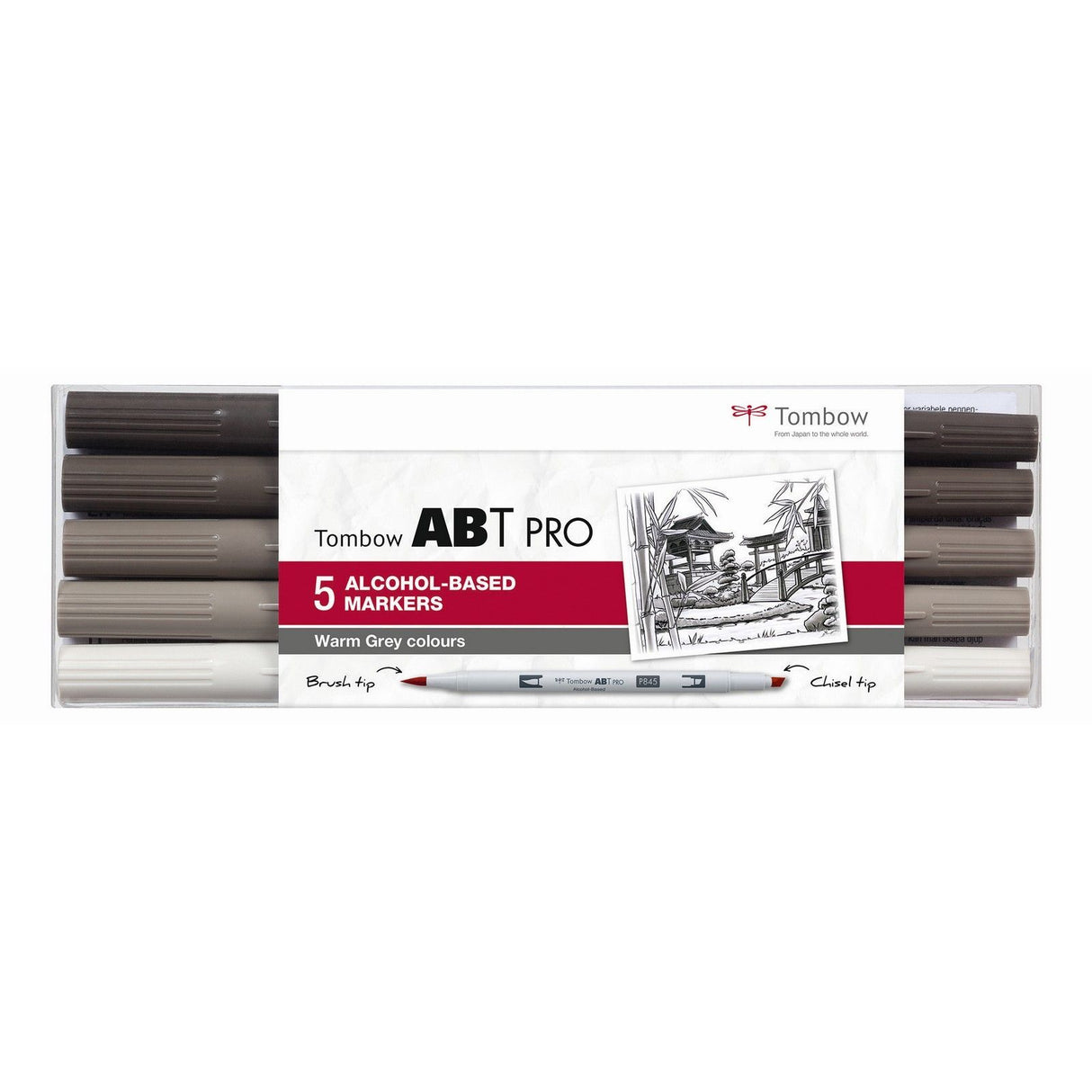 Tombow • Abt Pro Marker-Set auf Alkoholbasis, warme graue Farben, 5 Stück