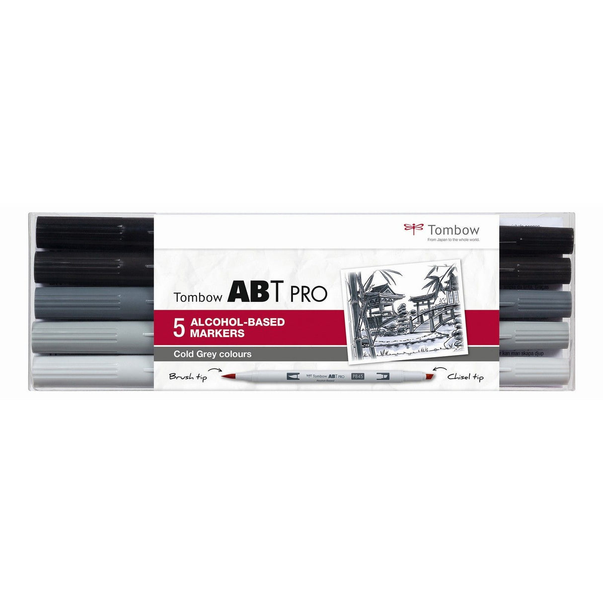 Tombow • Abt Pro Alkoholbasiertes Marker-Set in coolen grauen Farben, 5-tlg