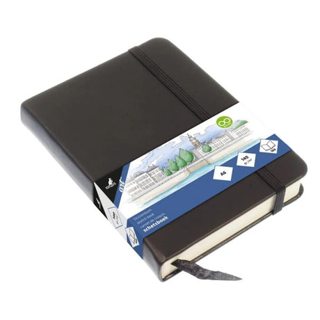 Kangaro-Skizzenbuch – A6 – Schwarz – PU-Hardcover – mit Gummiband und Band