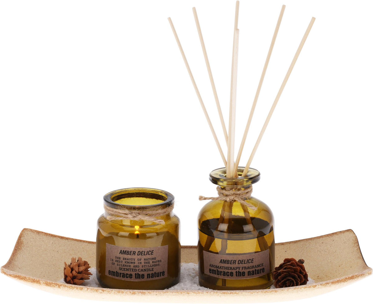 Home-Styling-Duft-Geschenkset mit Duftkerze und Duftstäbchen
