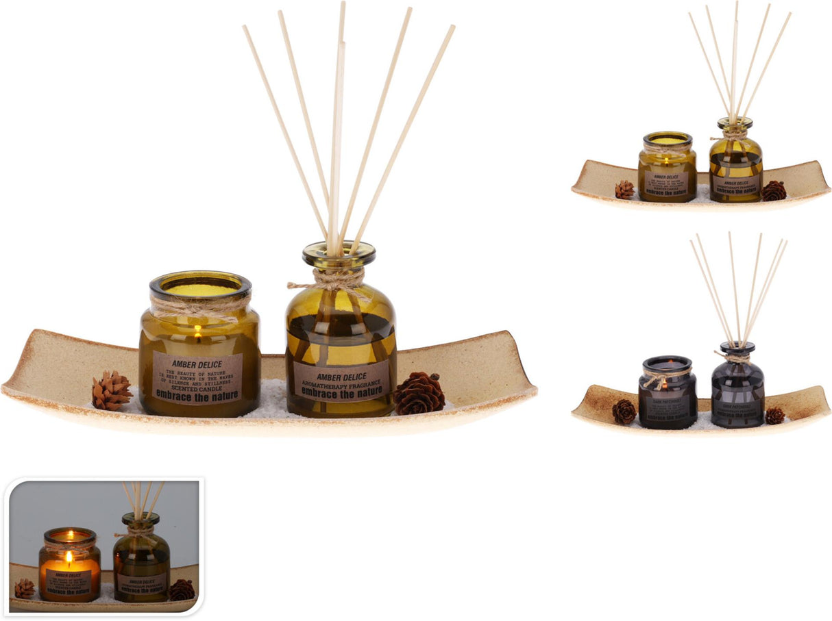 Home-Styling-Duft-Geschenkset mit Duftkerze und Duftstäbchen