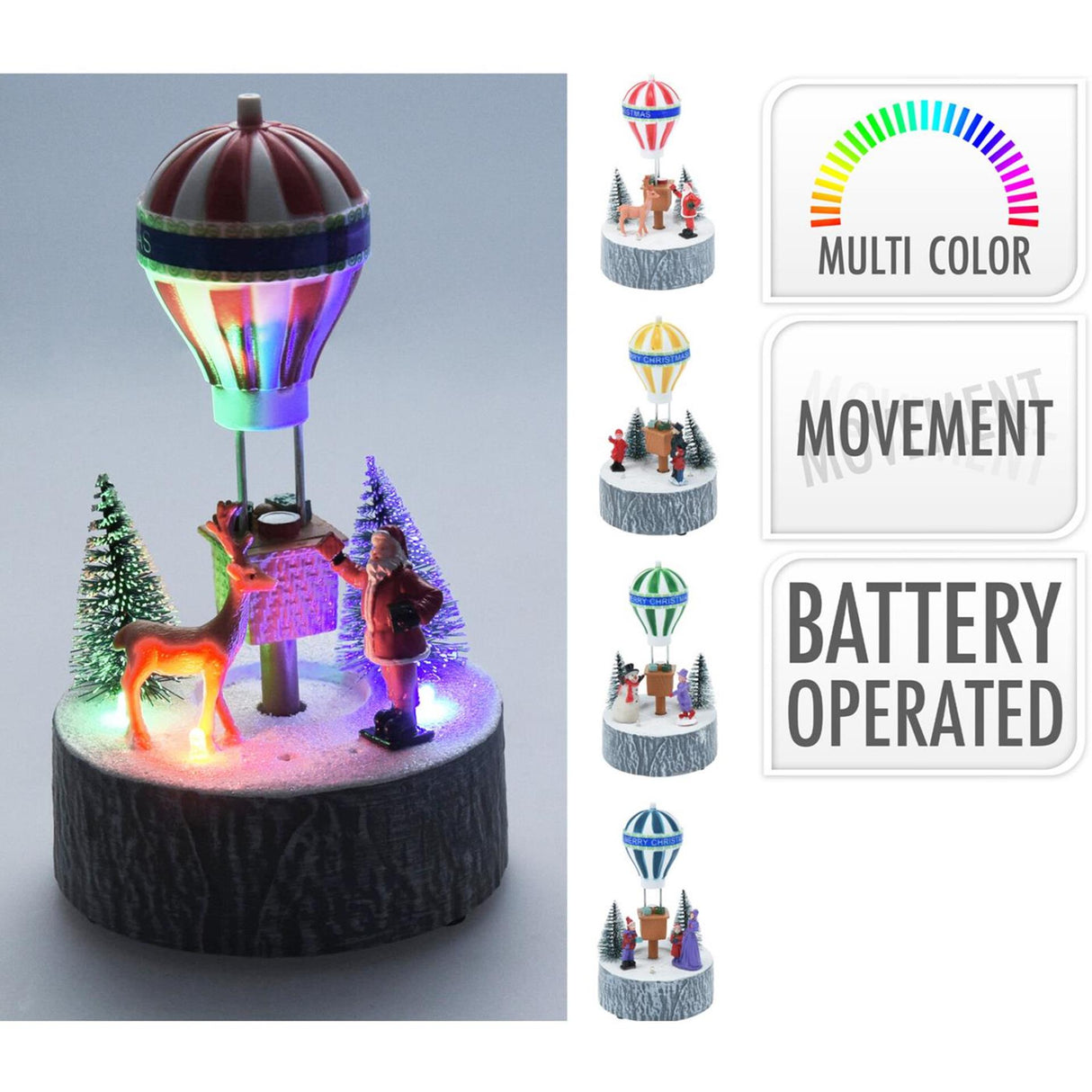 Home styling kersttafereel led 17cm 4 assorti