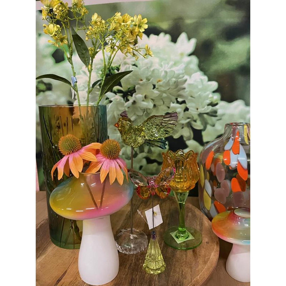 Cosydecor Vase Regenbogen mehrfarbiges Glas ø12x25,5cm