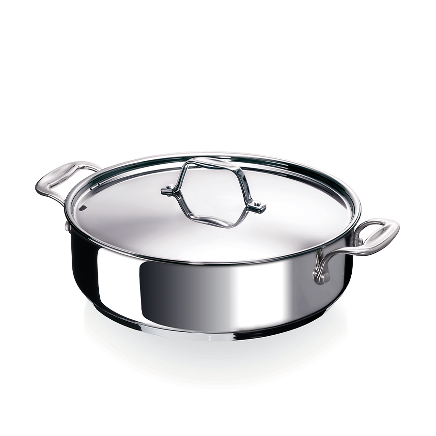 Alva chef sauteerpan 2 zijgrepen met deksel ø28cm