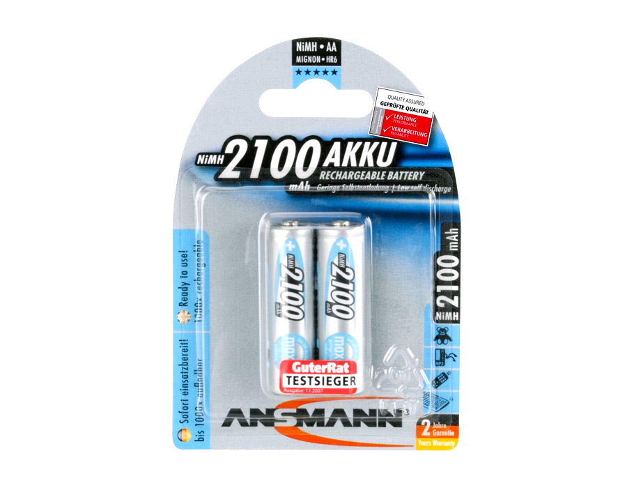 Ansmann Batterien NiMH Akku Mignon AA 2100 mAh - 2 Stück