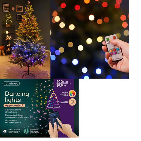 Lumineo-Beleuchtung mit 200 LEDs, steuerbar über Bluetooth-App – tanzende Lichter, 1990 cm, mehrfarbig, alle Farben des Regenbogens, einschließlich Weiß und Warmweiß