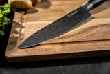 Arbaer Kochmesser, 20 cm, Griff aus Pakka-Holz mit japanischem Damastmuster