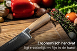 Arbaer Santoku-Kochmesser 18,5 cm, Damaststahl, Griff aus Olivenholz, japanisch