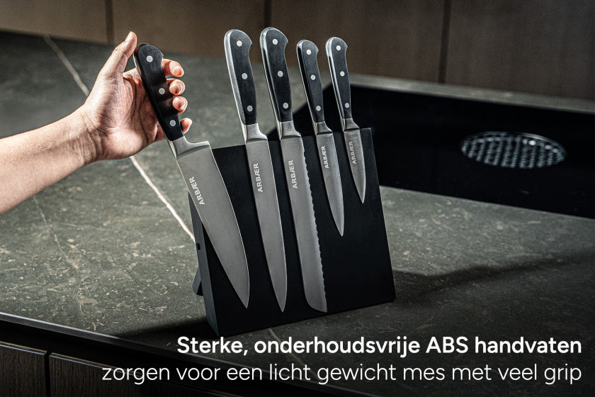 Arbaer Messerset mit Magnetblock, 6-teilige Griffe in Geschenkbox