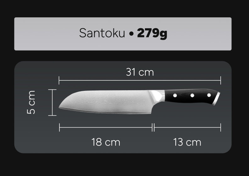 Arbaer Kochmesser 18 cm japanische Santokuklinge Damaststahl G10 Griff