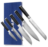 Arbaer-Messerset, 5-teilig, japanischer Damaskus-Druck, Pakka-Holzgriff