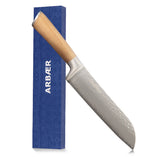Arbaer Santoku-Kochmesser 18,5 cm, Damaststahl, Griff aus Olivenholz, japanisch