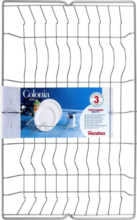 Tomado Metaltex Colonia Abtropfgestell 48x30x10cm Metall polytherm silberfarben beschichtet