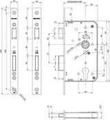 Assa abloy 2420 deurslot | dm65mm | pc72mm | krukgat 8mm | voorplaat rvs 24x235mm rechthoekig | dr 1+3 2+4 - 7262018