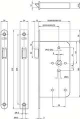 Assa abloy 2465 loopslot | dm50mm | krukgat 8mm | voorplaat staal gelakt 20x235mm afgerond | dr 1+3 2+4 - 7962040