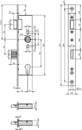 Assa Abloy N1500 Türschloss | dm40mm | PC 92mm | Kurbelloch 8mm | Frontplatte Edelstahl 24x270mm rechteckig | Zamak vernickelter Riegel | dr 1+3 2+4 - 10049531