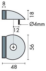 Assa Abloy Türstopper aus Edelstahl | Halbmond-Bodentürstopper | ø56 x 48 x 18 mm | Gummi 8mm | Länge: 48 mm - p000238189-001-001