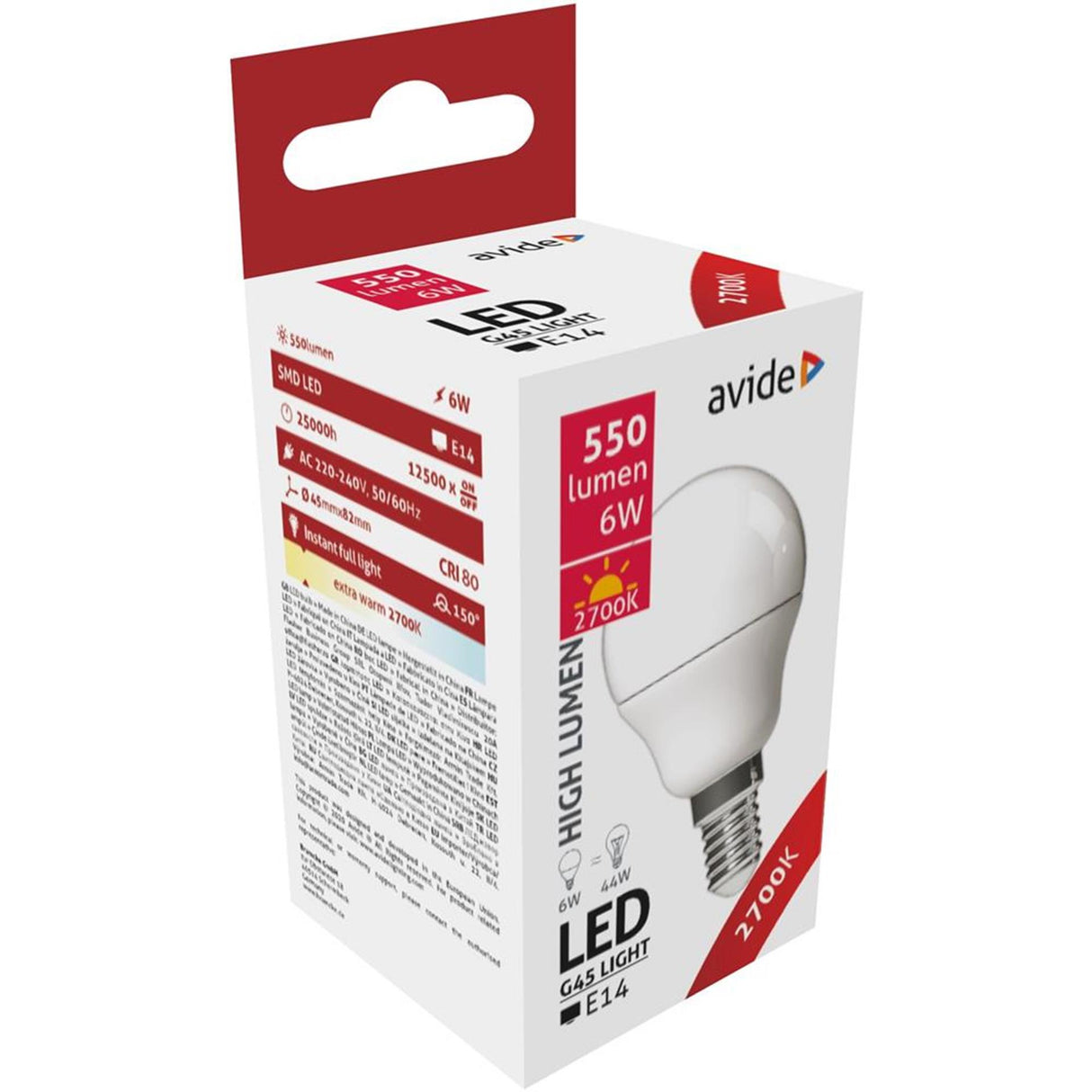 Avide LED-Lampe E14 6W 2700K EW 450lm