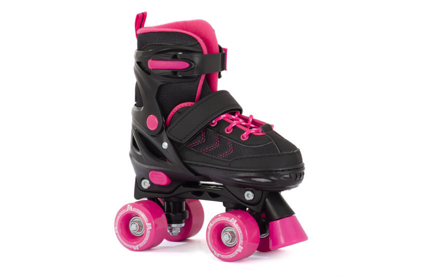 Aventuri verstellbare Rollschuhe halbweicher Stiefel schwarz rosa Größe 31-34 (S)