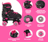 Aventuri verstellbare Rollschuhe halbweicher Stiefel schwarz rosa Größe 35-38 (m)