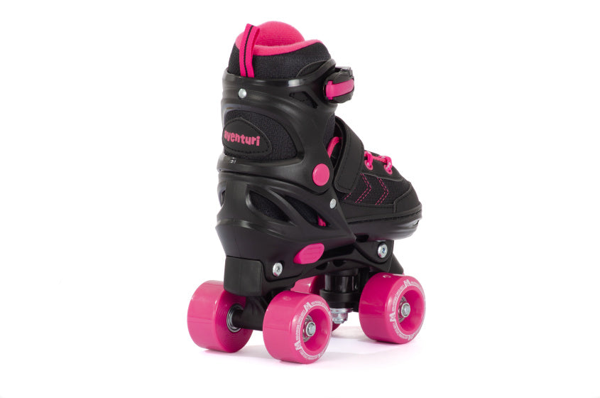 Aventuri verstellbare Rollschuhe halbweicher Stiefel schwarz rosa Größe 27-30 (xs)