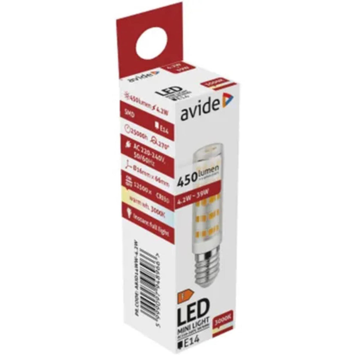 Avide LED-Lampe 4,2 W JD E14 WW 3000 K
