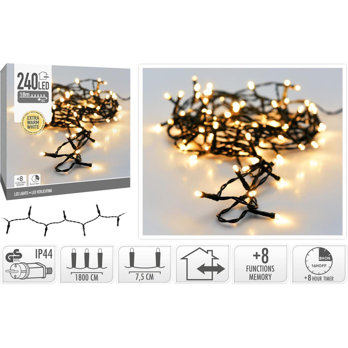 Weihnachtsbeleuchtung 240 LED extra warmweiß