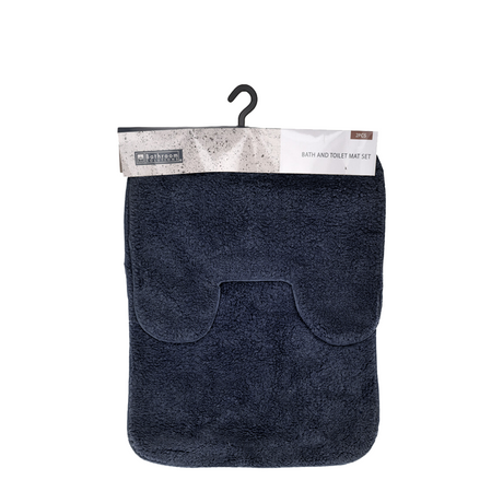 Badkamermat set donkerblauw 2-delig