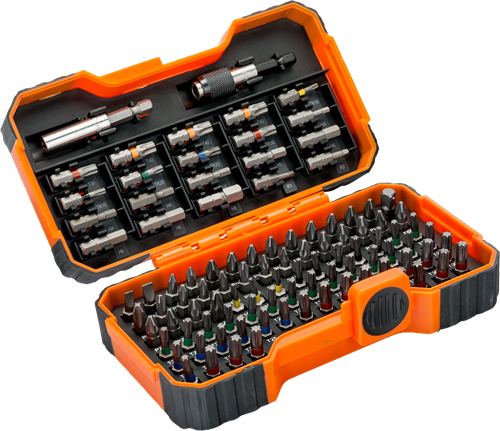 Bahco 59 s100bc-ip Bitsatz | 100-teilig | für Schlitz, Phillips®, Pozidriv®, Sechskant, Robertson und Torx | 59 s100bc-ip