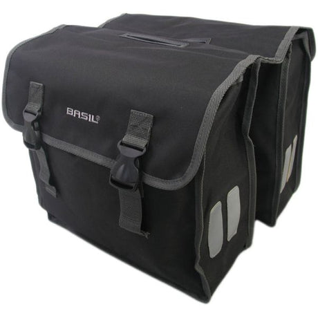 Basilikum Mara XL Doppelfahrradbeutel - 35L - Wasser -Repellent - Reflektieren - Schwarz
