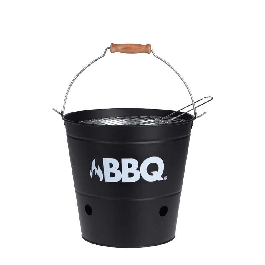 Bbq barbecue emmer mat zwart ø26,5cm