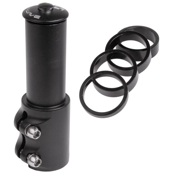 M-Wave Ahead Pin Extender 1-1 8 inkl. 4 Distanzstücke + Ahead-Stecker – schwarz
