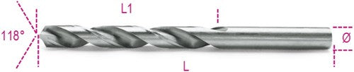 Beta spiraalboren, korte uitvoering hss volledig geslepen glimmende afwerking 412 9,50 - 004120142