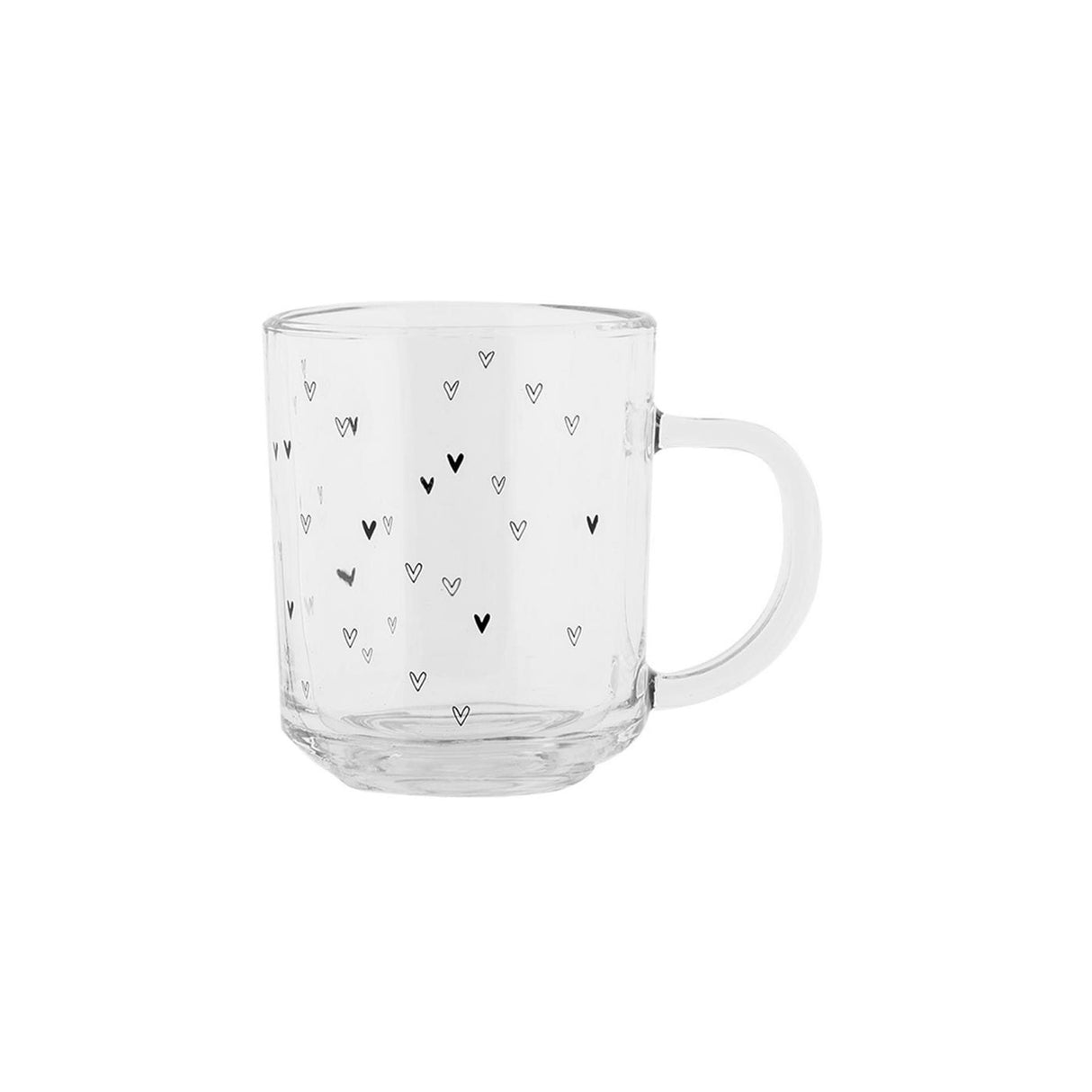Clayre eef theeglas zwarte hartjes 200ml 11x8x9cm