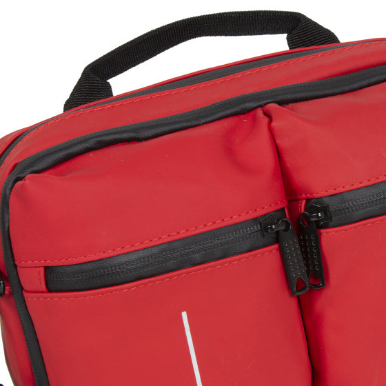 Spritzwasserabweisende Fahrrad-Lenkertasche mit Schultergurt 3l rot
