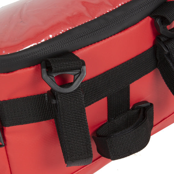 Spritzwasserabweisende Fahrrad-Lenkertasche mit Schultergurt 5l rot